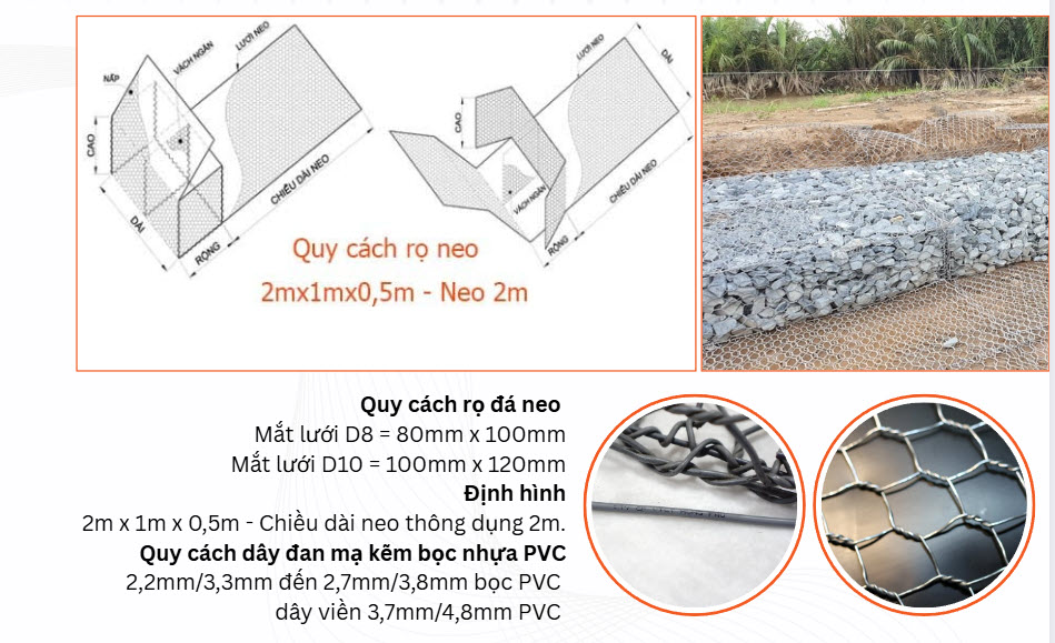 Rọ đá dây đan mạ kẽm 28 Rọ đá dây đan mạ kẽm